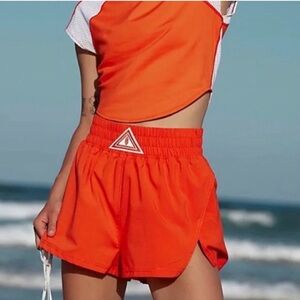 Free People Movement Next Round Orange Athletic Shorts